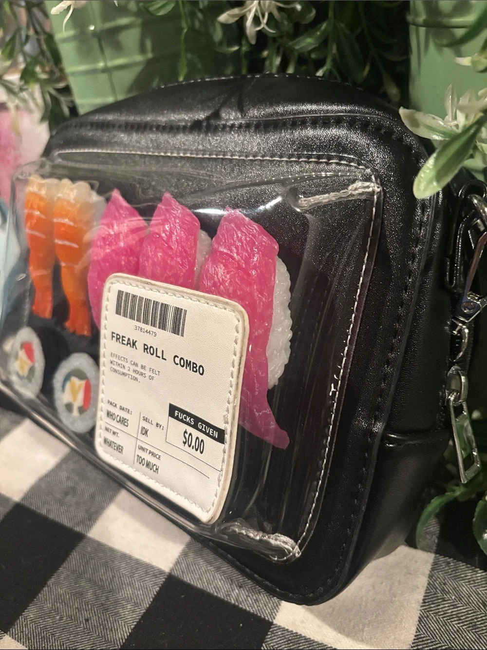 Current Mood Clear-Front Black Crossbody with Orange & Pink Accents